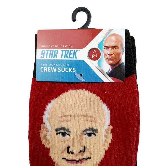 Jean Luc Picard Star Trek Socks Crew Cut Novelty Official Space Gift Men Size 13 - Picture 2 of 4